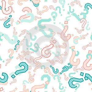 Quiz seamless pattern. Question marks, doubt, faq