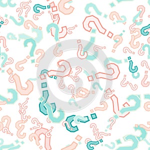 Quiz seamless pattern. Question marks, doubt, faq