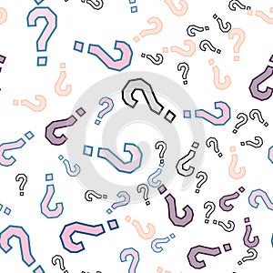 Quiz seamless pattern. Question marks, doubt, faq