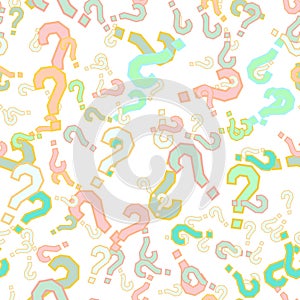 Quiz seamless pattern. Question marks, doubt, faq