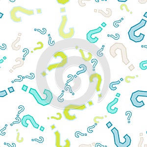 Quiz seamless pattern. Question marks, doubt, faq