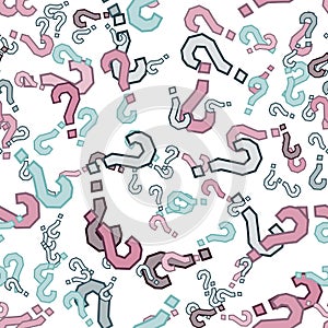 Quiz seamless pattern. Question marks, doubt, faq