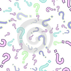 Quiz seamless pattern. Question marks, doubt, faq