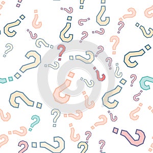 Quiz seamless pattern. Question marks, doubt, faq