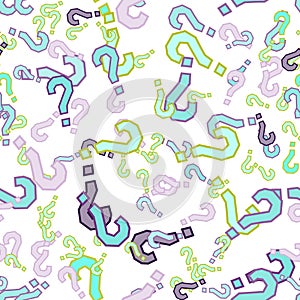 Quiz seamless pattern. Question marks, doubt, faq