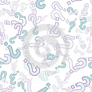 Quiz seamless pattern. Question marks, doubt, faq
