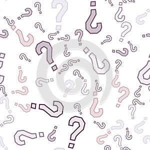 Quiz seamless pattern. Question marks, doubt, faq