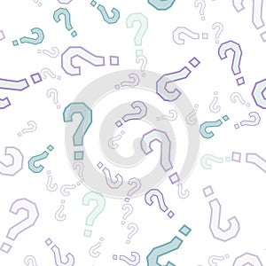Quiz seamless pattern. Question marks, doubt, faq