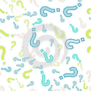 Quiz seamless pattern. Question marks, doubt, faq