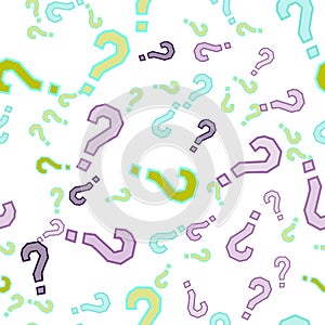 Quiz seamless pattern. Question marks, doubt, faq