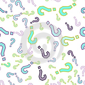 Quiz seamless pattern. Question marks, doubt, faq