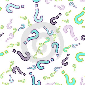 Quiz seamless pattern. Question marks, doubt, faq