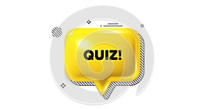 Quiz symbol. Answer question sign. 3d speech bubble icon. Vector