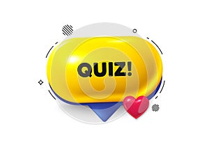 Quiz symbol. Answer question sign. Offer speech bubble 3d icon. Vector