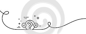 Quiz test line icon. Select answer sign. Continuous line with curl. Vector