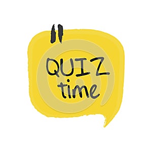 Quiz time speech bubble on white background, vector illustration