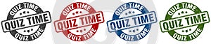 quiz time stamp. quiz time round stamp set isolated on white background