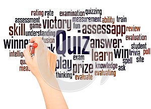 Quiz word cloud hand writing concept