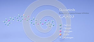 quizartinib molecule, molecular structures, small molecule receptor tyrosine kinase inhibitor, 3d model, Structural Chemical