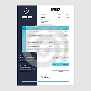 Quotation Invoice Layout Template Paper Sheet. Vector