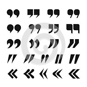 Quotation mark icon set. Vector illustration