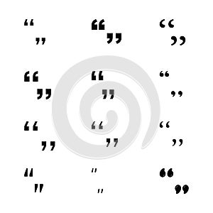 Quotation mark icon set. Vector illustration