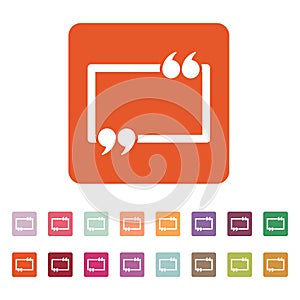 The Quotation Mark Speech Bubble icon. Quotes, citation, opinion symbol. Flat