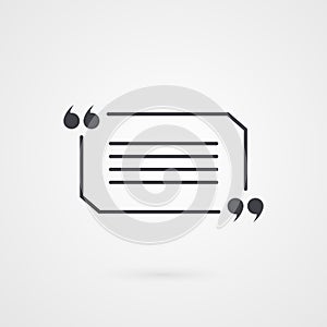 Quotation mark symbol. Rectangle vector icon isolated