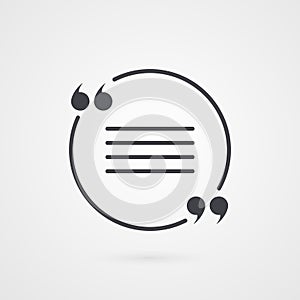Quotation mark symbol. Vector icon isolated on gradient background