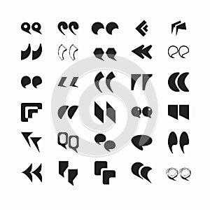 Quotation marks in various fonts black and white set