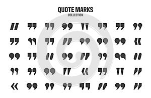 Quotation marks vector collection. Black quotes icon. Speech mark symbol.