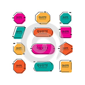 Quote bubbles, text in brackets.