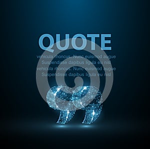 Quote. Abstract modern blank speech bubble with quote marks on dark blue background.
