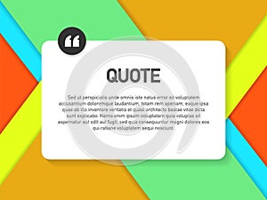 Quote background vector. Creative Modern Material Design Quote template. Vector illustration.