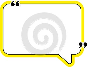 Quote Box Frame, Speech bubbles with quotation marks. Blank text message box for quotes symbols. Text vector banner