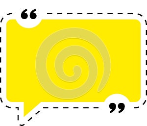 Quote Box Frame, Speech bubbles with quotation marks. Blank text message box for quotes symbols. Text vector banner