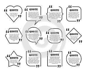 Quote box frames set. Textbox frame design template