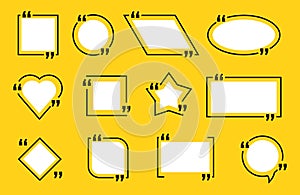 Quote box frames set. Textbox frame design template