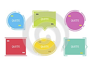 Quote box vector set. Various colored quote box. Vector
