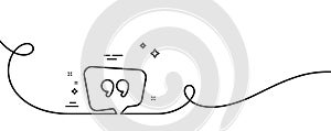 Quote bubble line icon. Chat comment sign. Speech bubble. Continuous line with curl. Vector