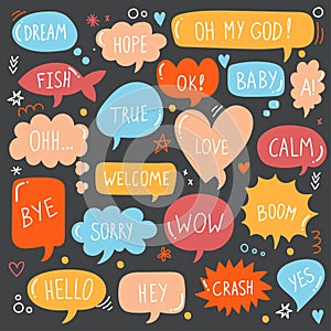 Quote bubbles trendy cute vector icons set