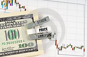On the quote chart there are dollars and clothespins with the inscription - Stock Price Analysis