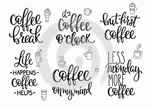 Quote coffee cup typography set