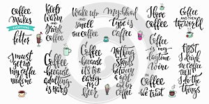 Quote coffee cup typography set