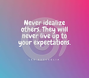 Quote about expectations on a colorful gradient background