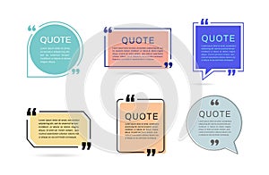Quote frames templates. set of Colorful speech bubbles. Chat and talk icon. Design elements. vector illustration