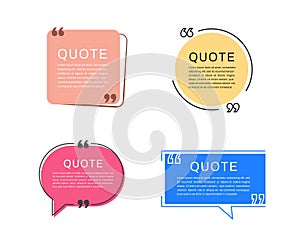 Quote frames templates. set of Colorful speech bubbles. Chat and talk icon. Quote box. vector illustration