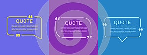 Quote frames templates. Set of quote text bubbles. Modern design. Vector illustration