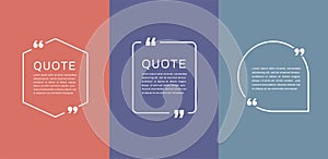 Quote frames templates. Set of quote text bubbles. Vector illustration