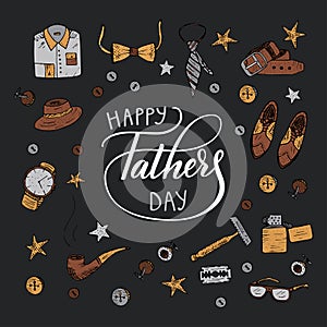 Quote Happy father s day. Excellent holiday card. Vector illustration.